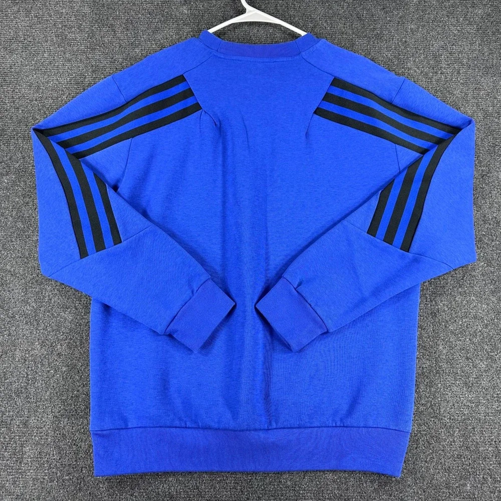 Adidas Sweatshirt Mens‎ L Large Blue Primegreen 3-Stripe Crewneck Active HB1421